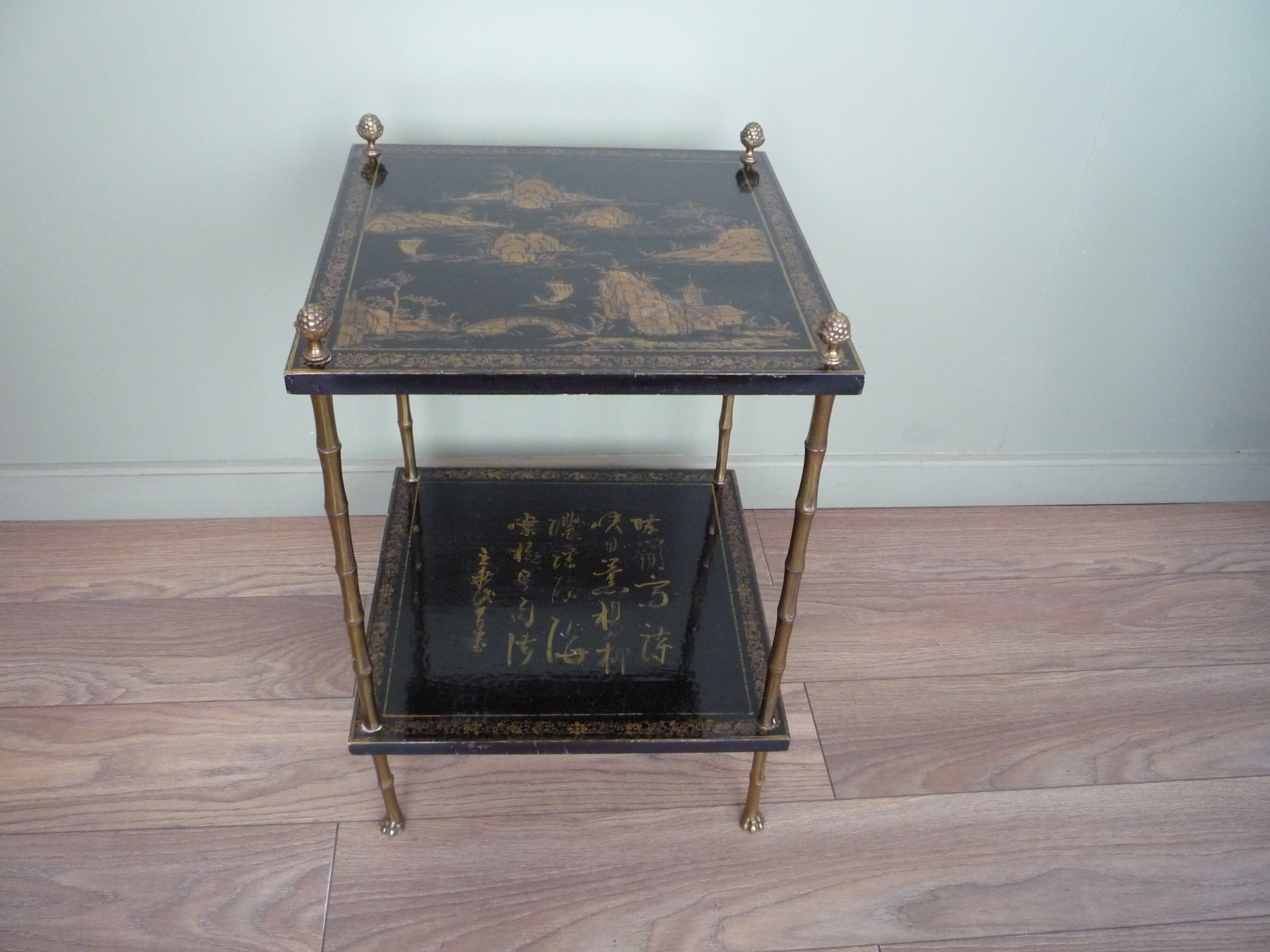 Table Maison Baguès Paris, bronze bambou et laque de chine