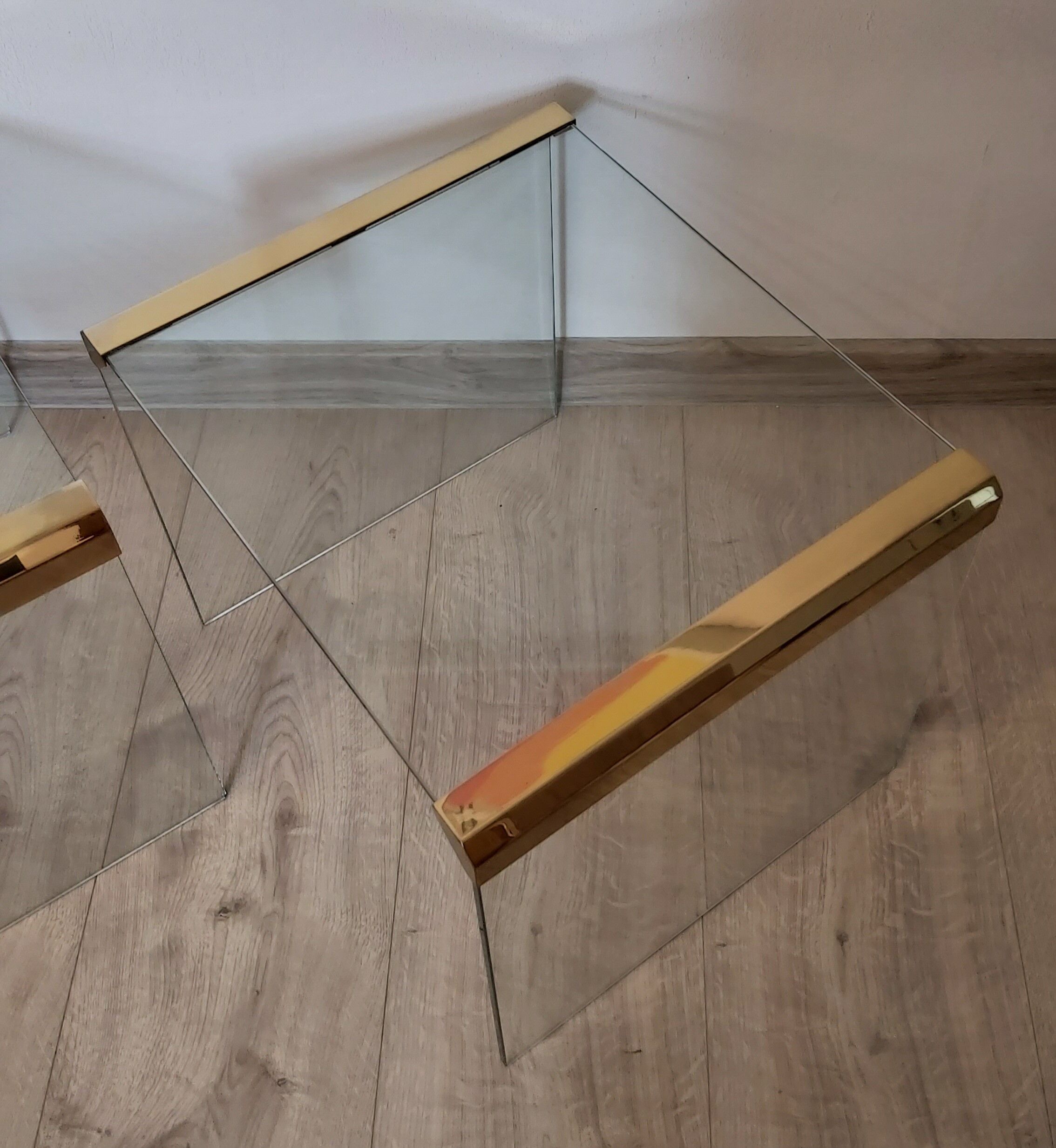 A pair of glass tables, designed by L. Rosen, Pace Collection, USA, 1970