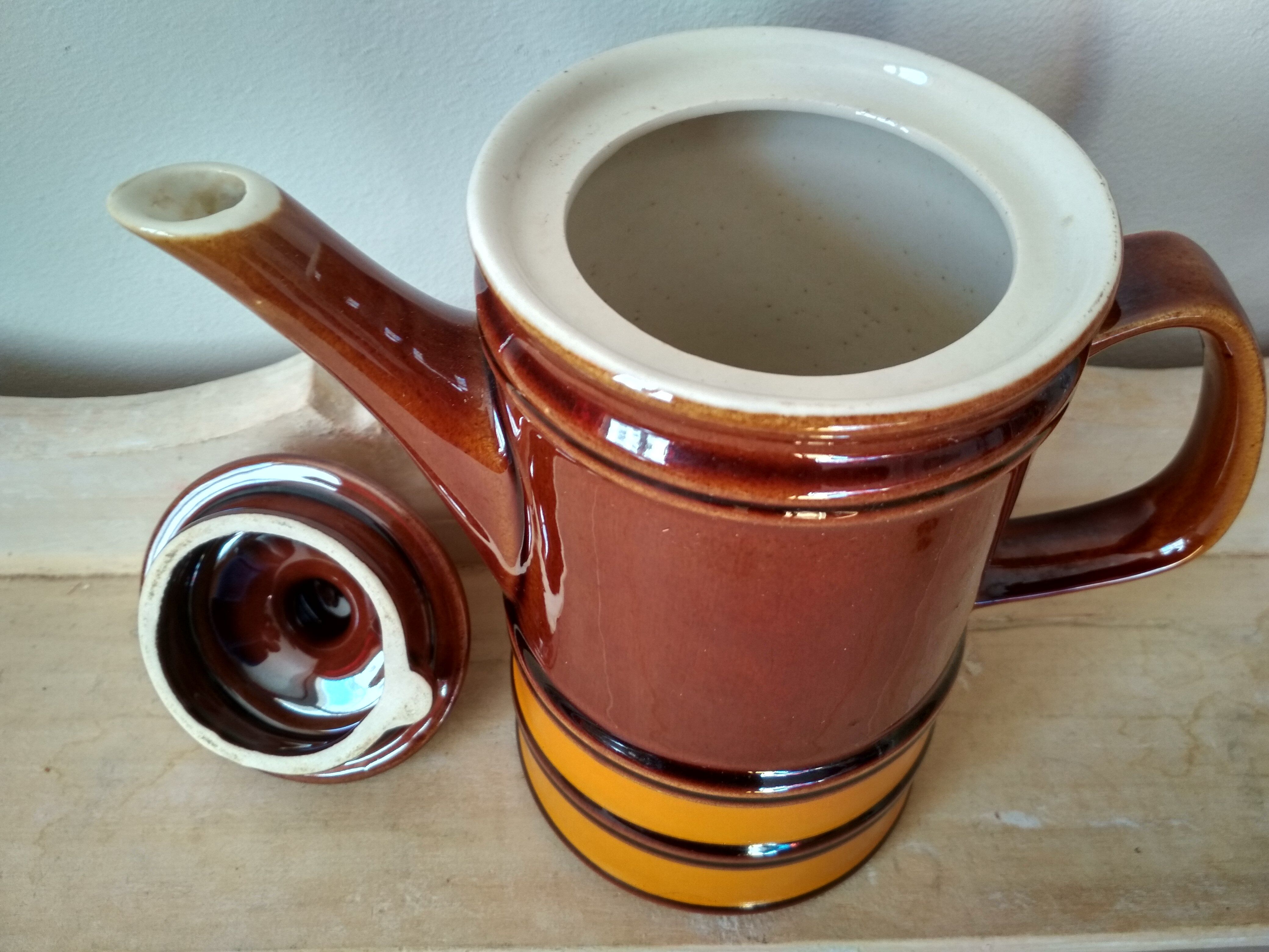 Old coffee maker orange and brown 1970s