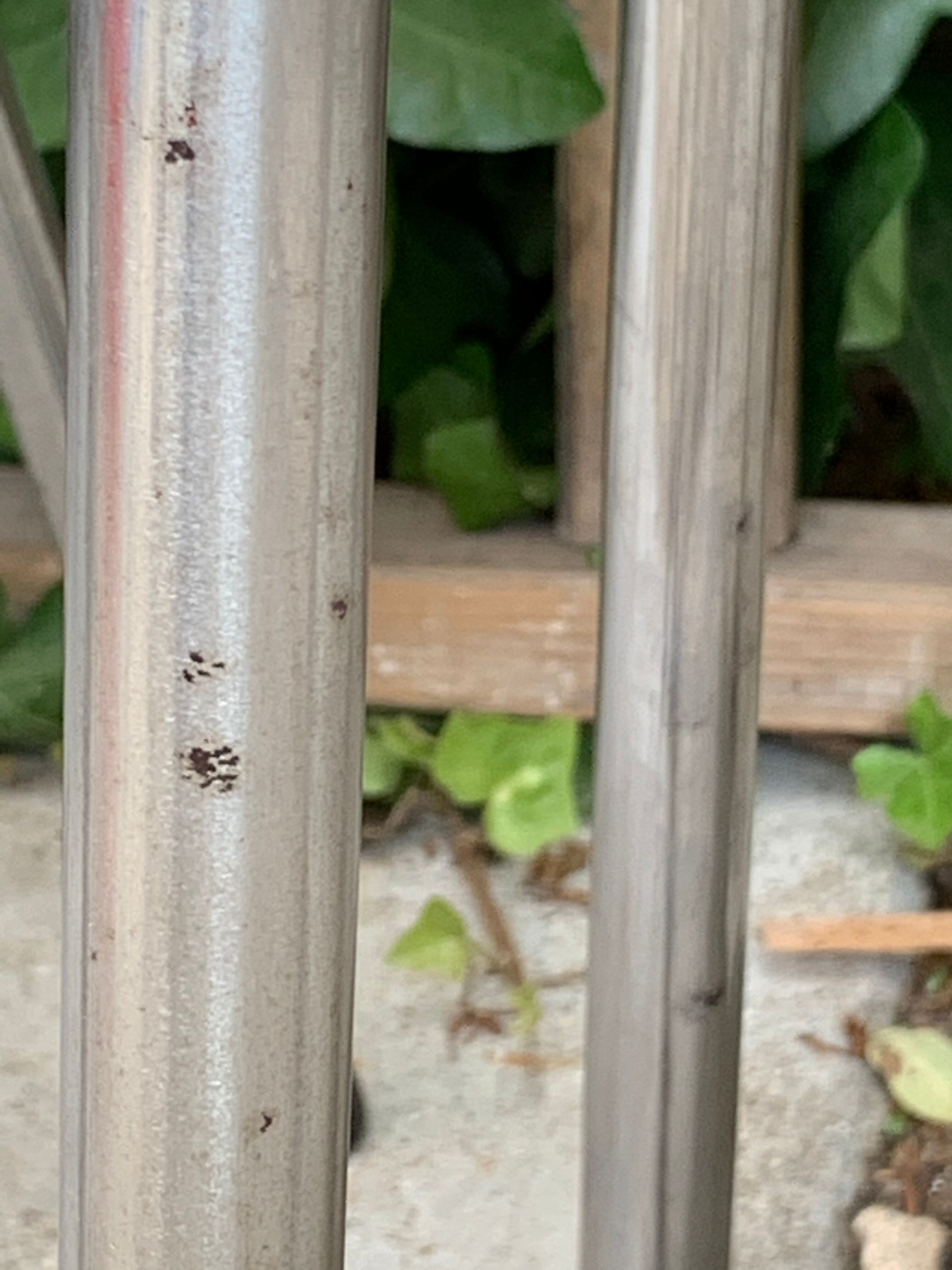 Red Formica chair and stool