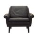 Fauteuil en cuir marron, design danois, années 1960, designer : Aage Christiansen.
