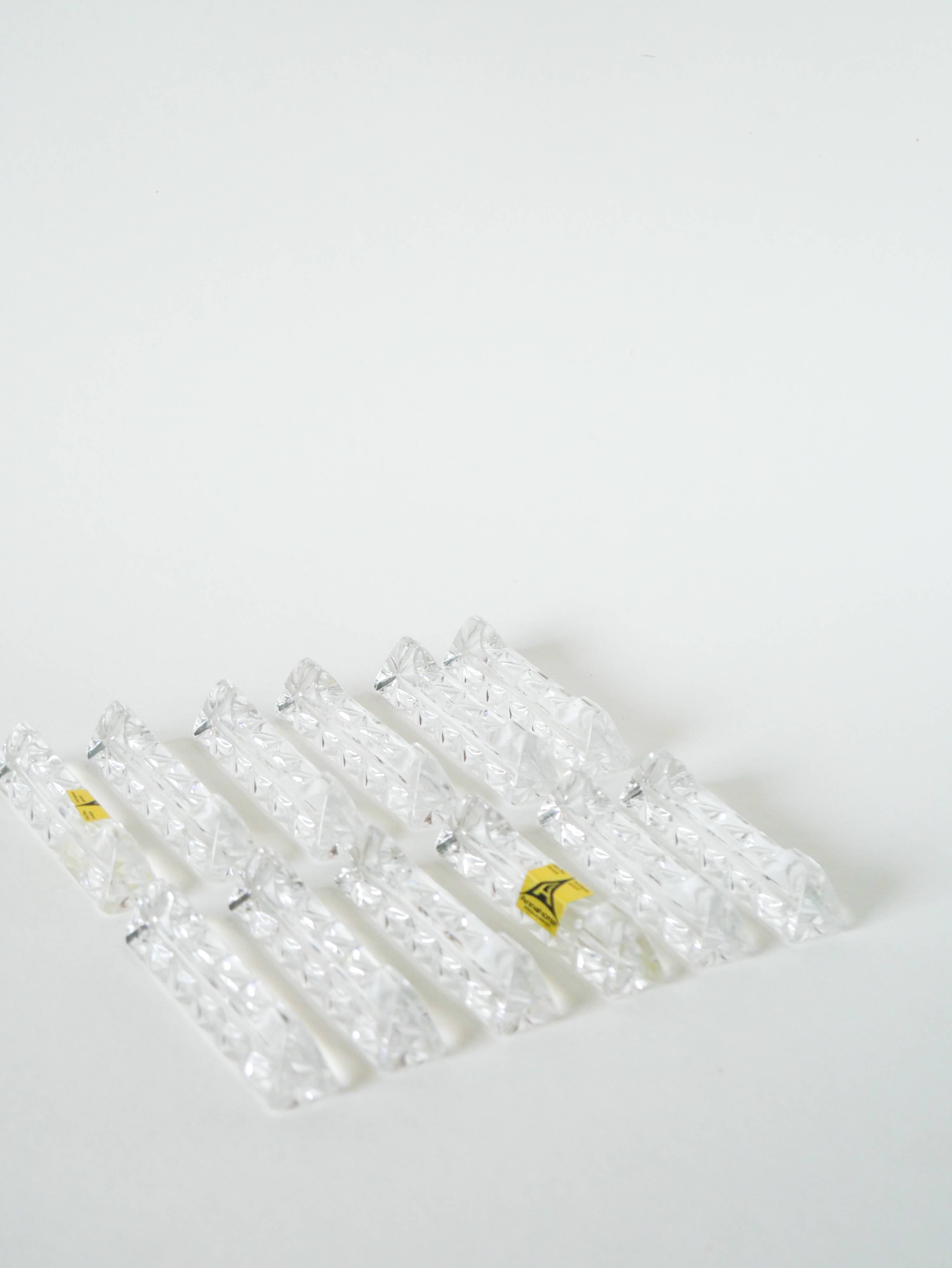 Set of 12 crystal knife rests, 1950