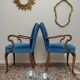 Pair of blue velvet armchairs