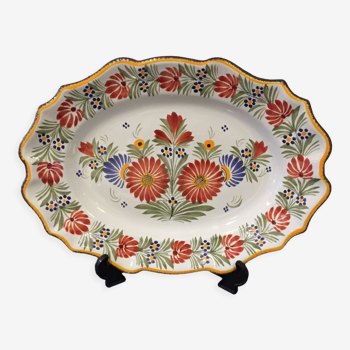 Plat de service ovale Henriot Quimper decor floral