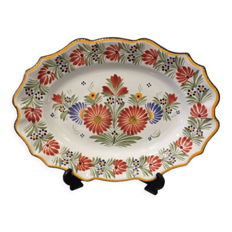 Plat de service ovale Henriot Quimper decor floral