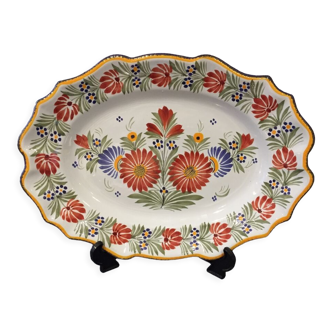 Oval serving dish Henriot Quimper floral decor