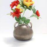 High-Quality Art Deco Burnished Silvered Brass Vase, Italy