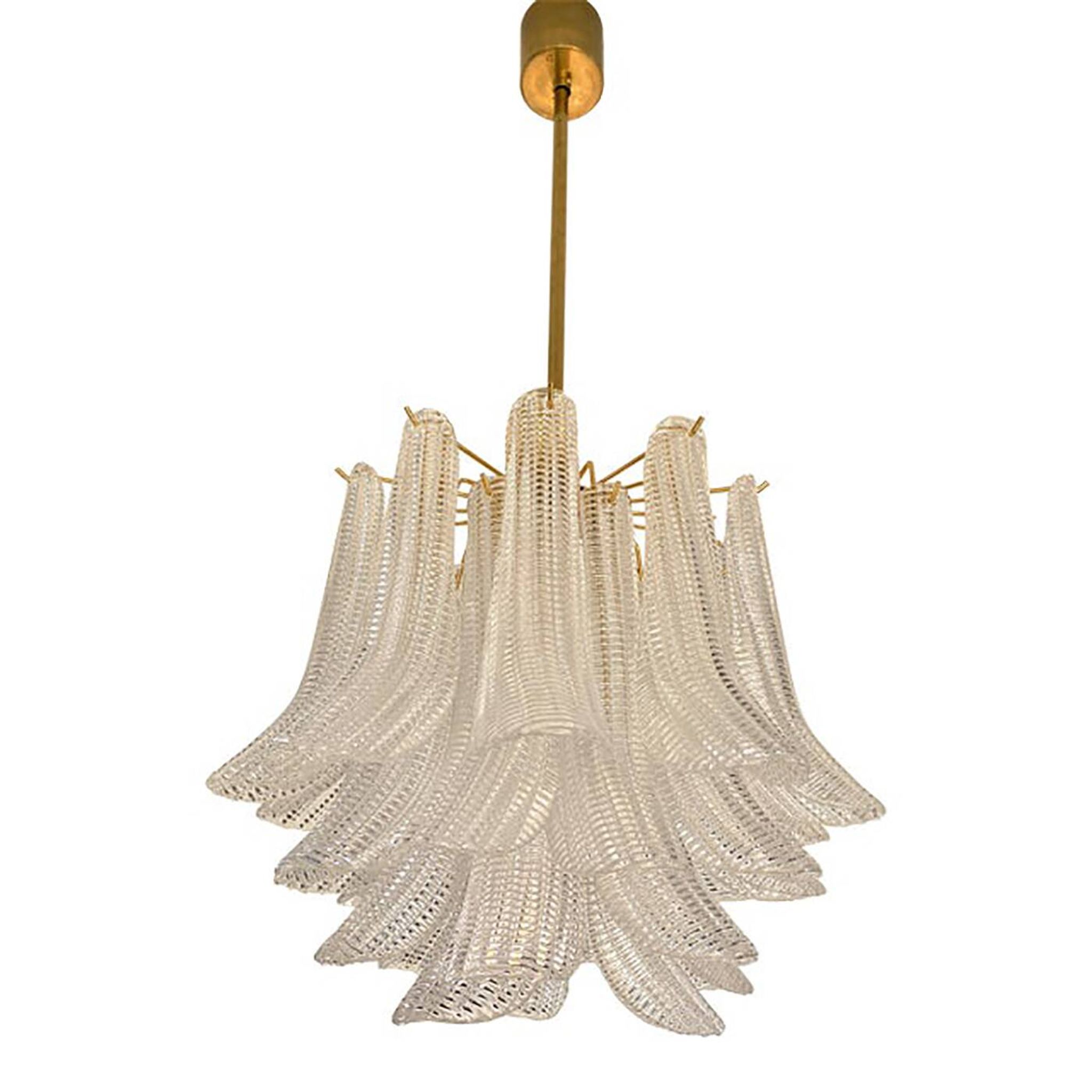 Contemporary Glass "Sella" Chandelier With Gold 24k Metal Fram