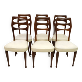 Six chaises de salle à manger Vittorio Dassi en acajou italien, années 1950