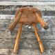Former vintage raw wood milking tabouret