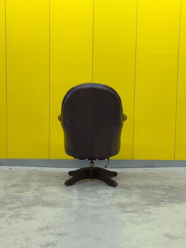 Brown leather chesterfield directors armchair