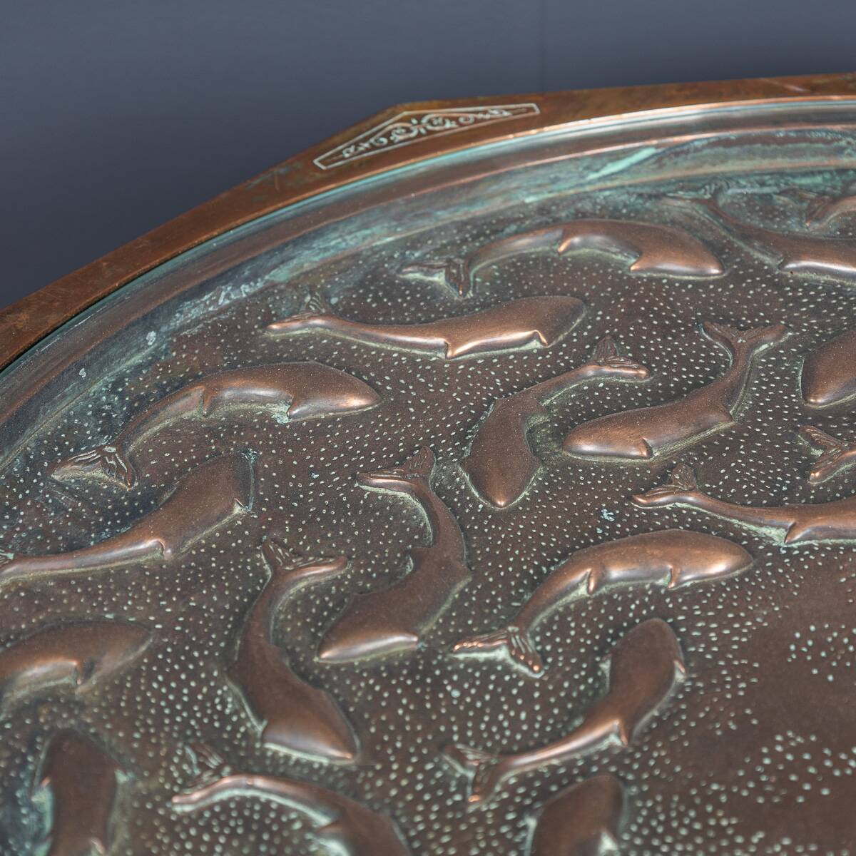 Vintage 20thc spanish embossed copper table by malart c.1930