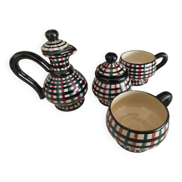Vallauris coffee service FASE hand-decorated – 1950s ceramics