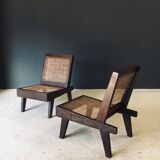 Low Modernist Folding Chairs by Pierre Jeanneret for Chandigarh, India, 1960s, Set of 2