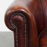 Sheepskin Leather Club Chair in a Cognac Tone