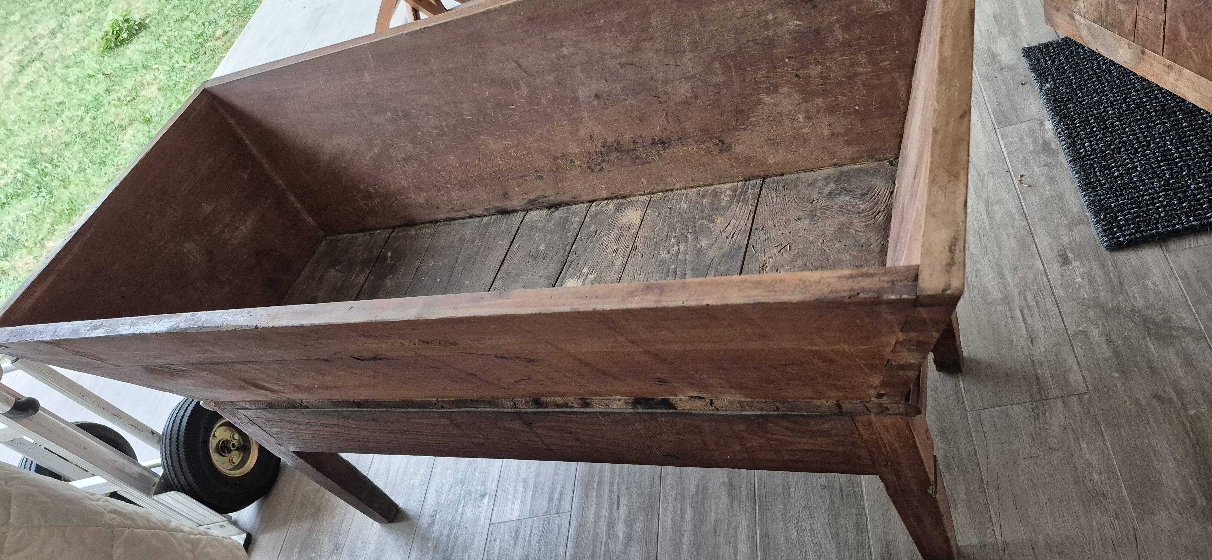 Old dough mixer/Massive wooden board with lid and drawer