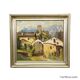 Biedermeier painting of a European alpine village, late 19th century.
