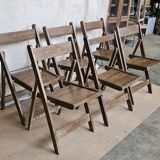 Set of 6 folding teak cinema chairs