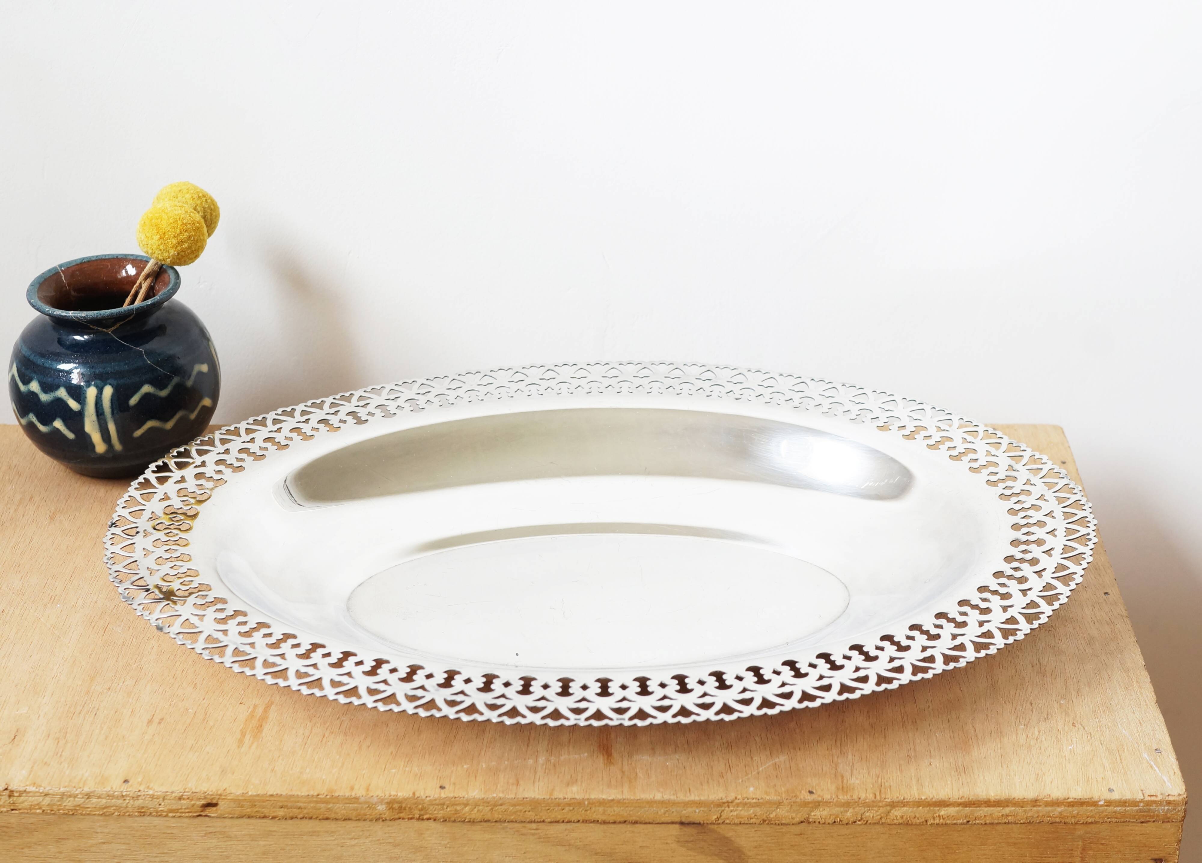 Silver-plated metal breadbasket 30s 40s