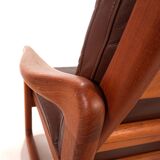 EMC teak leather armchair, 1960