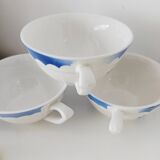 Set of 3 cups, blue floral decoration