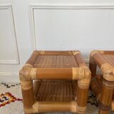Pair of 70s bamboo bedside tables