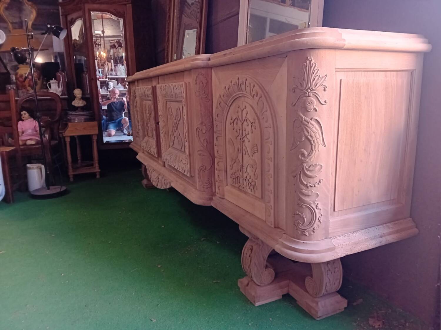 Huge sideboard, 1957, solid natural walnut