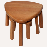 Brutalist oak organic curved oval side or nesting tables, Dutch ca 1960