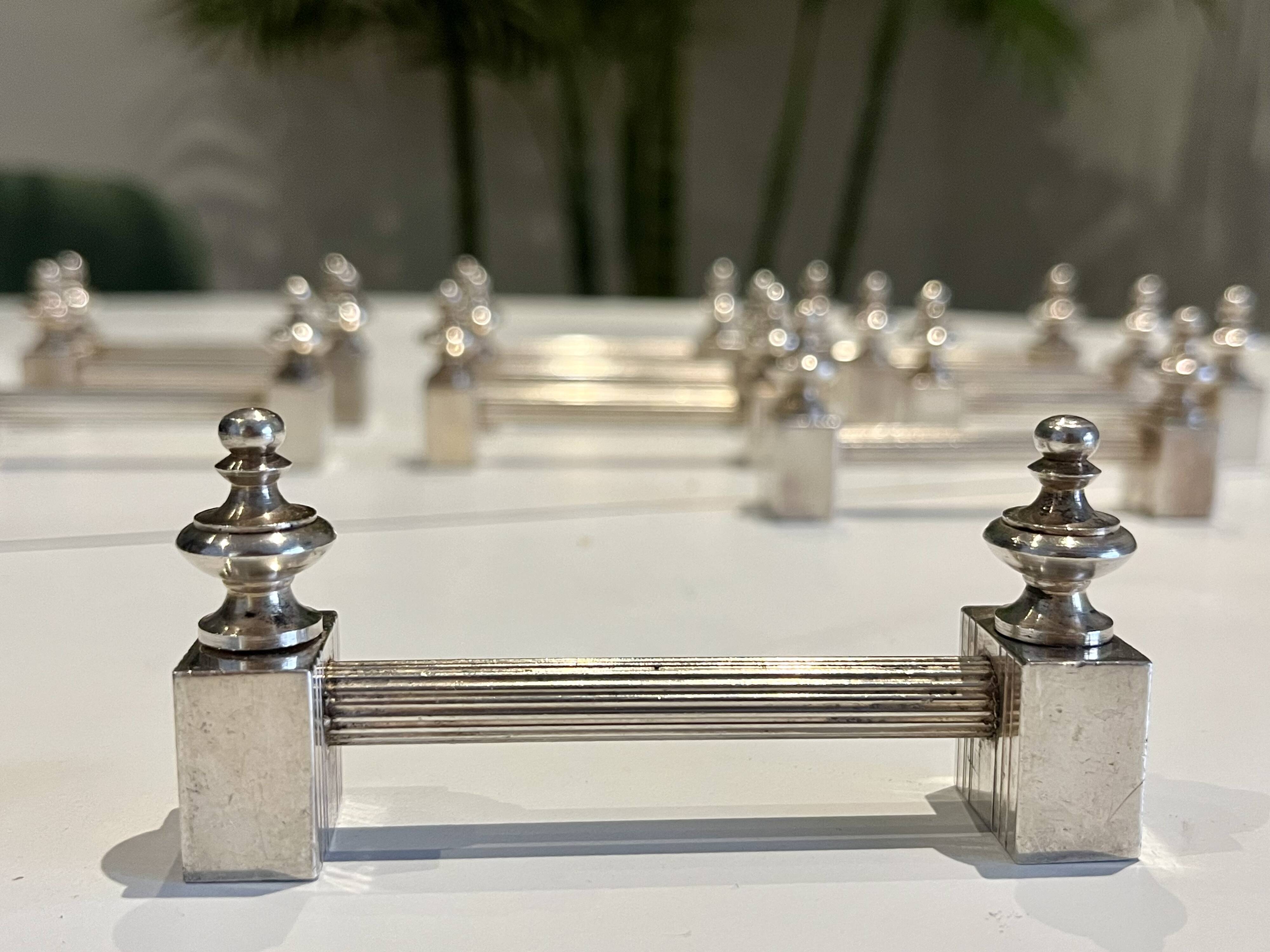 11 knife rests - Art Deco - Silver metal