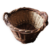 Round wicker basket two handles
