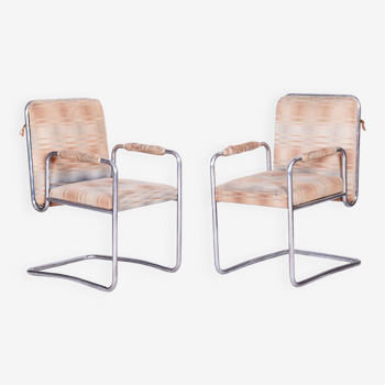 Restored Bauhaus Pair of Armchairs, Karel E. Ort, Hynek Gottwald, Czechia, 1930s