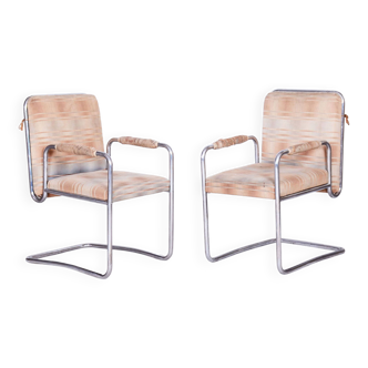 Restored Bauhaus Pair of Armchairs, Karel E. Ort, Hynek Gottwald, Czechia, 1930s