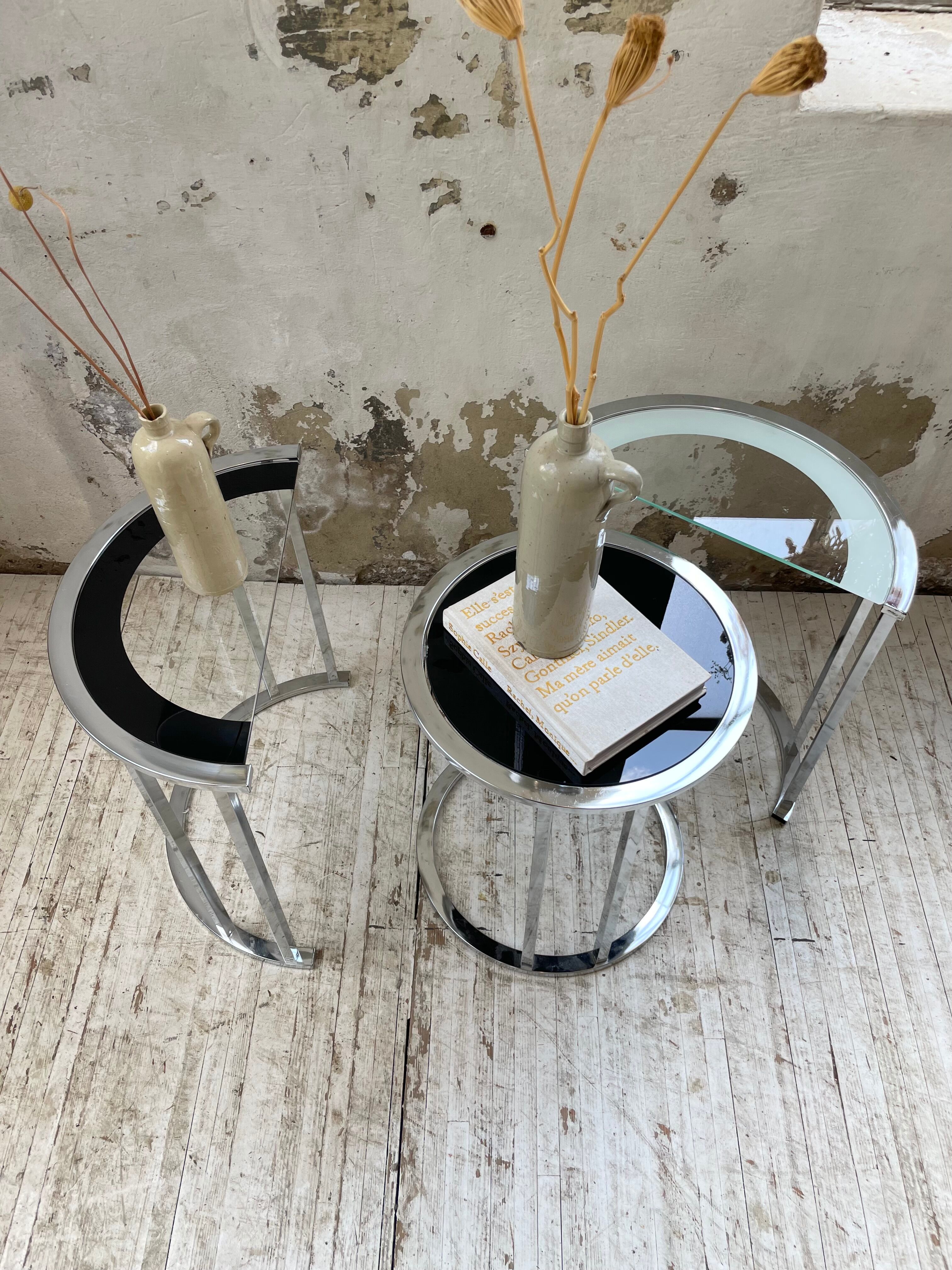 Trio of 70s chrome consoles