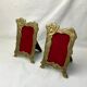 Pair of brass frames with Art Nouveau style woman