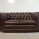 Brown leather chesterfield sofa two places