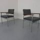 Vintage Square Tubular Rosewood and Steel Armchairs, Germany, 1960s, Set of 2