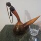 Vintage amber glass porron/vintage carafe/pitcher