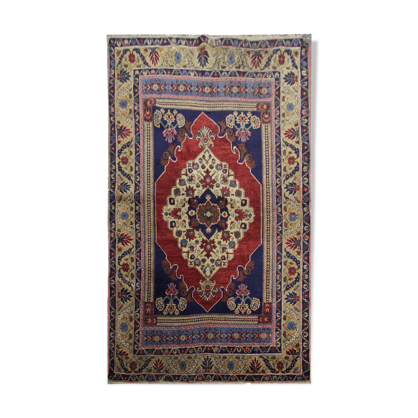 Vintage Turkish Wool Red Area Rug- 122x210cm