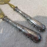 Ice cream serving cutlery in 950 silver and gilded metal, St LXVI and Art Nouveau style