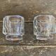 Paire de bougeoirs ancien covetro design verre moulé italy 60’s vintage