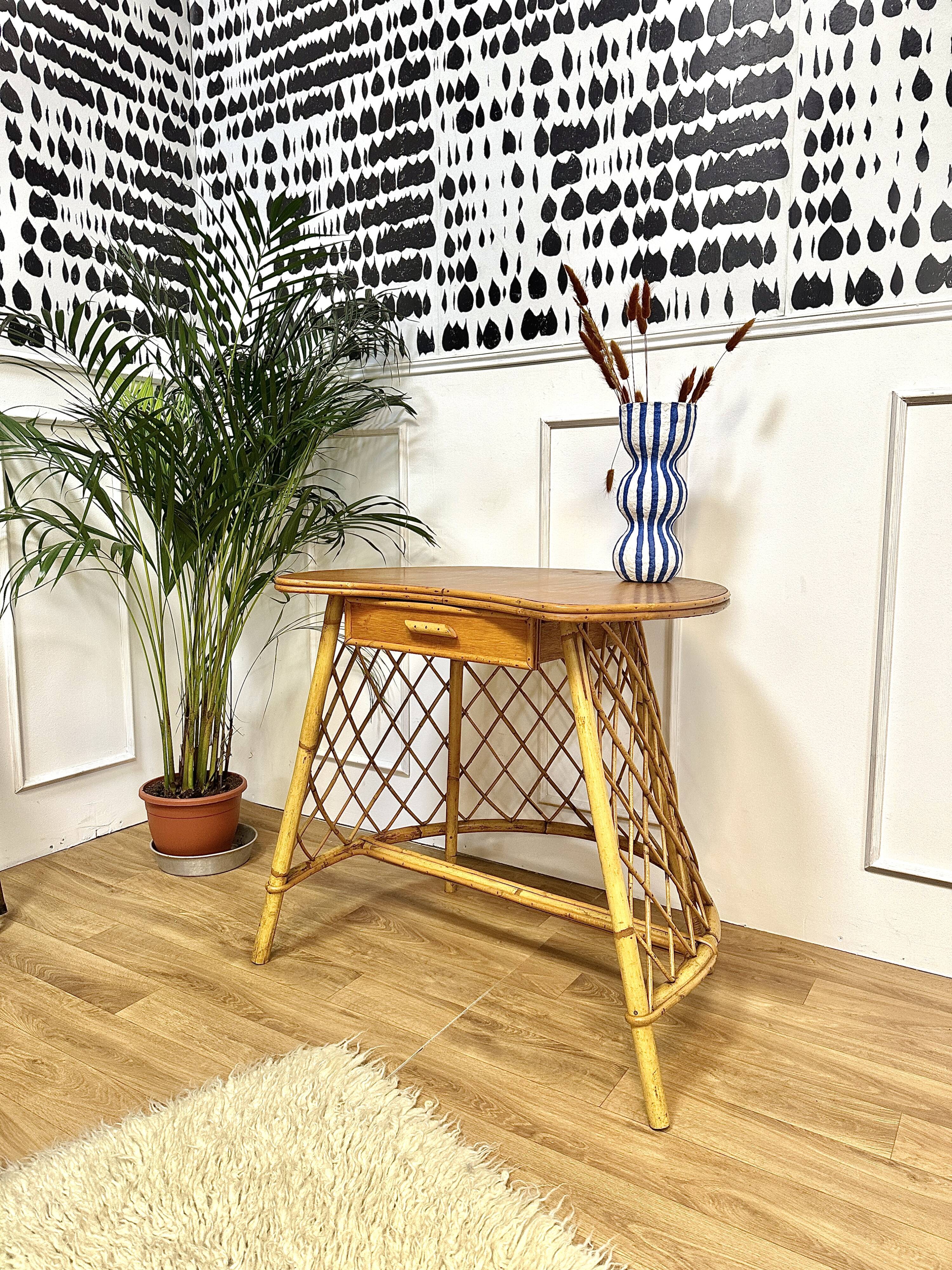 Vintage rattan table, desk