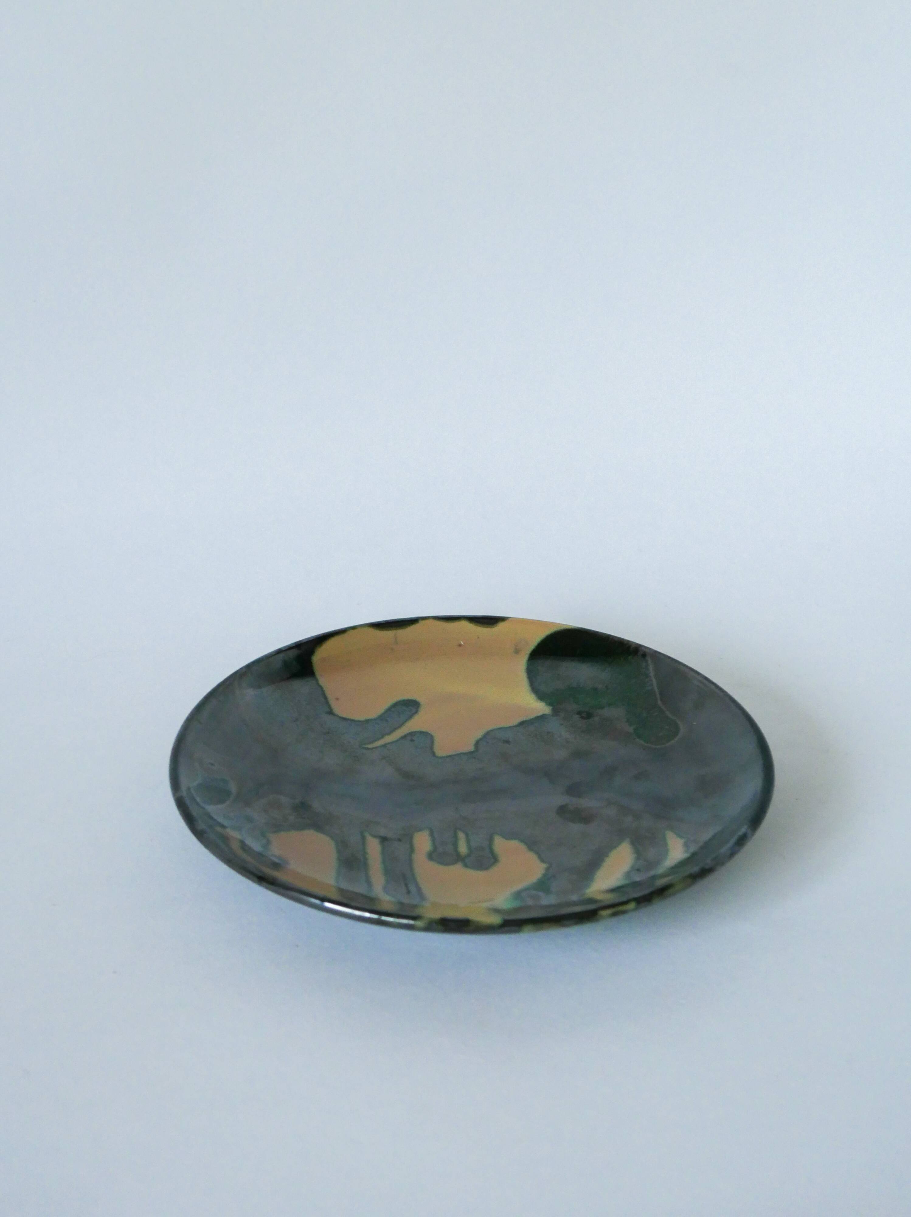 enameled ceramic presentation plate stamped AC Design 1970