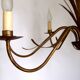 Hollywood regency style bull rush gilt metal toleware 6 light chandelier 4369
