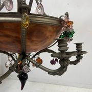 Napoleon III chandelier in bronze and alabaster with eight light arms, 19th century.