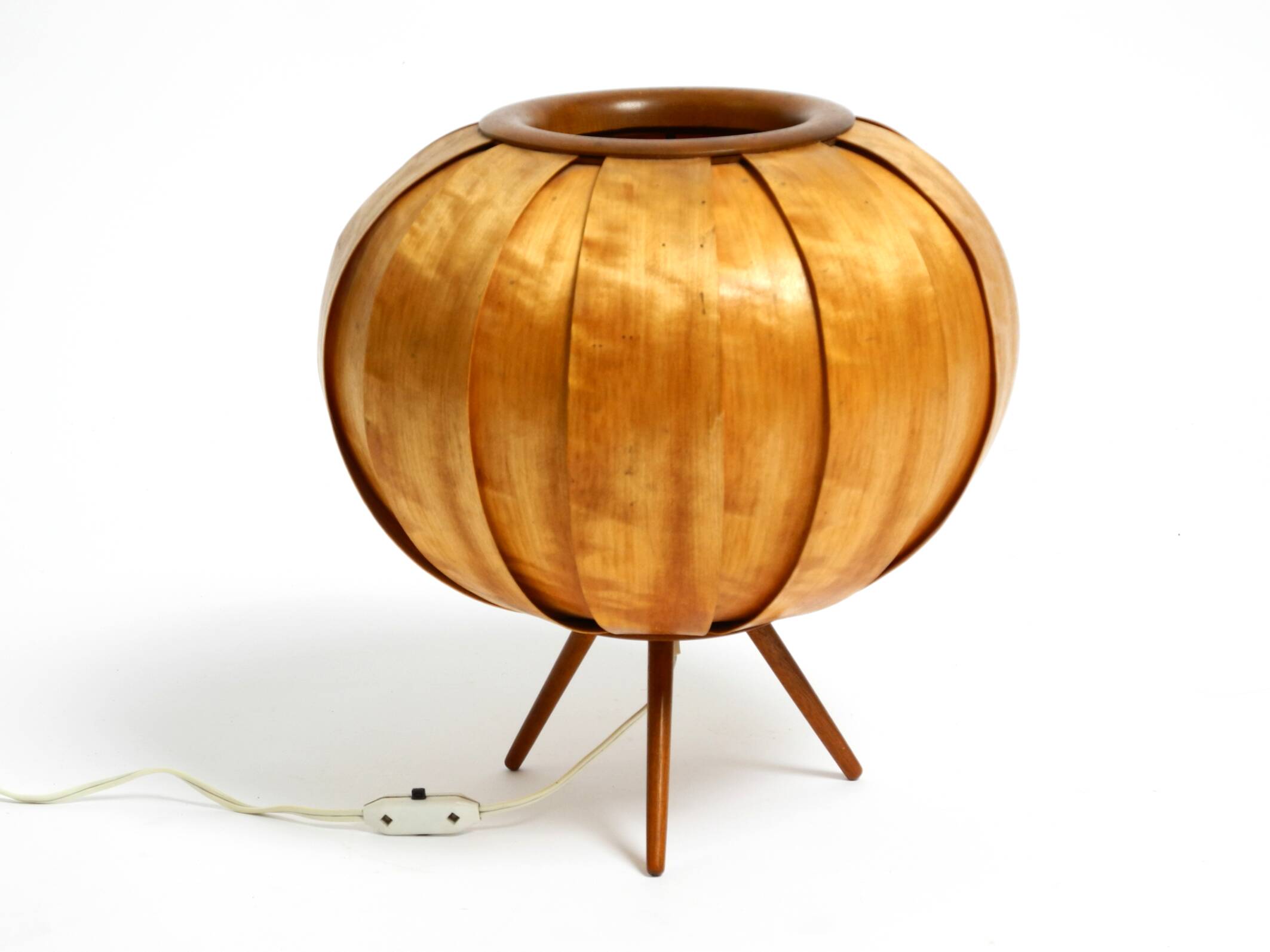 Large Mid Century Modern bentwood lamella tripod Table Lamp