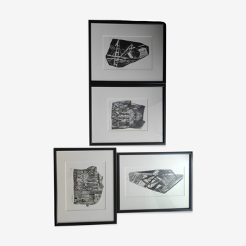 Set of 4 engravings by Chantal Carron