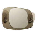 Mirror with two smoked glass sconces attributed to Lupi