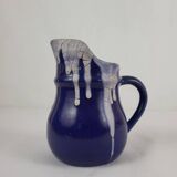 Stoneware (ceramic) pitcher Puisaye signed Pointu