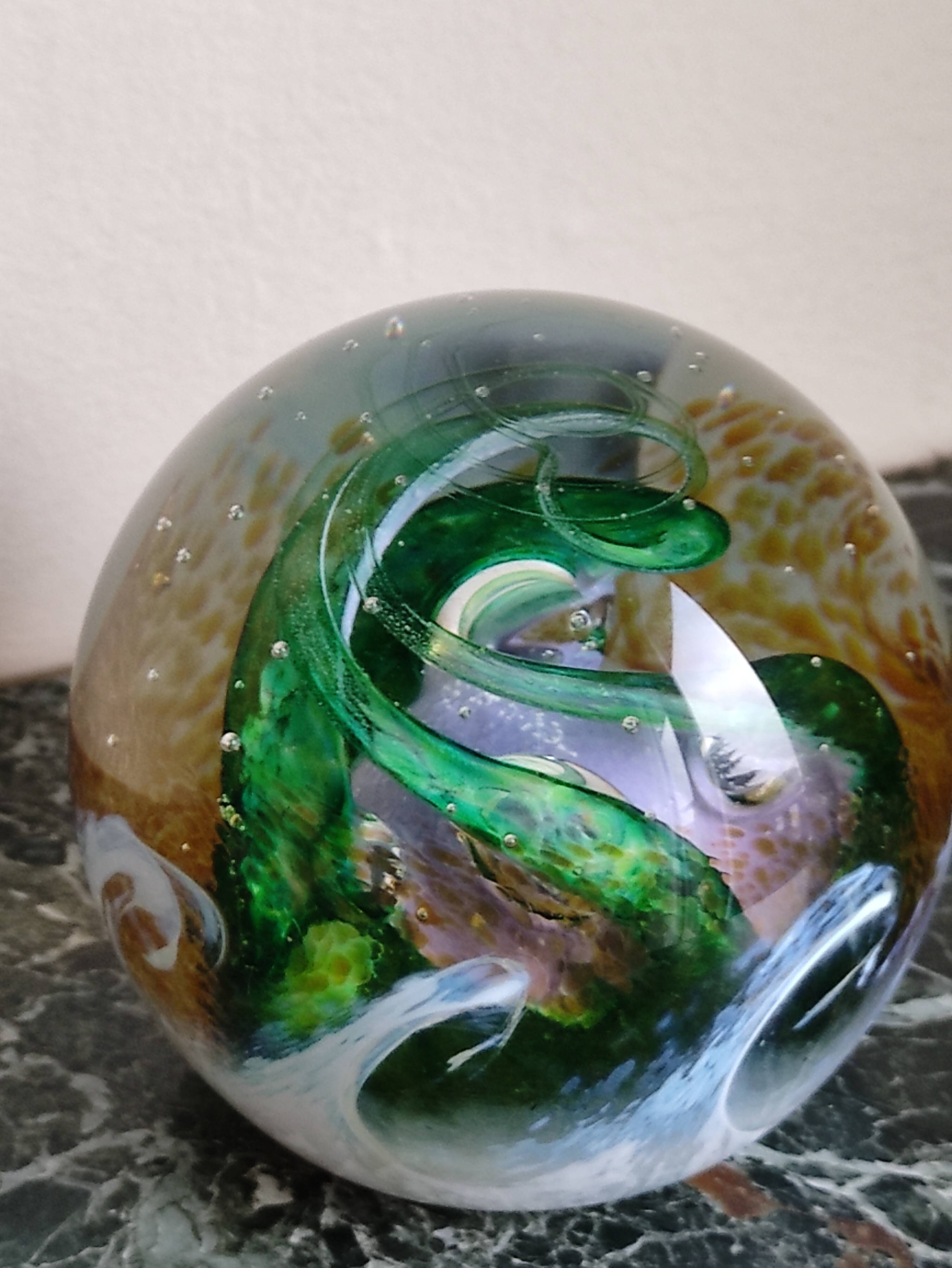 Vintage mouth-blown sulfide paperweight by Caithness Scotland