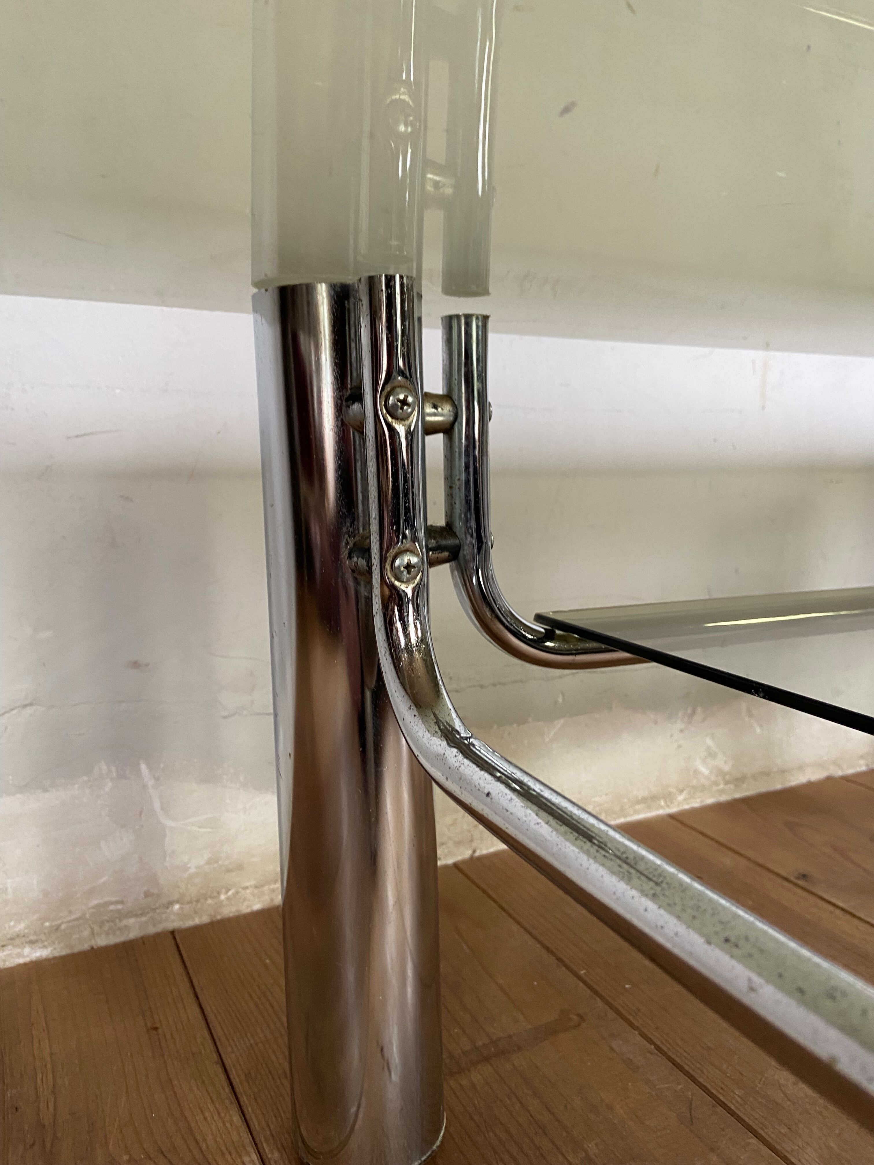 Coffee table chrome and smoked glass design 70s